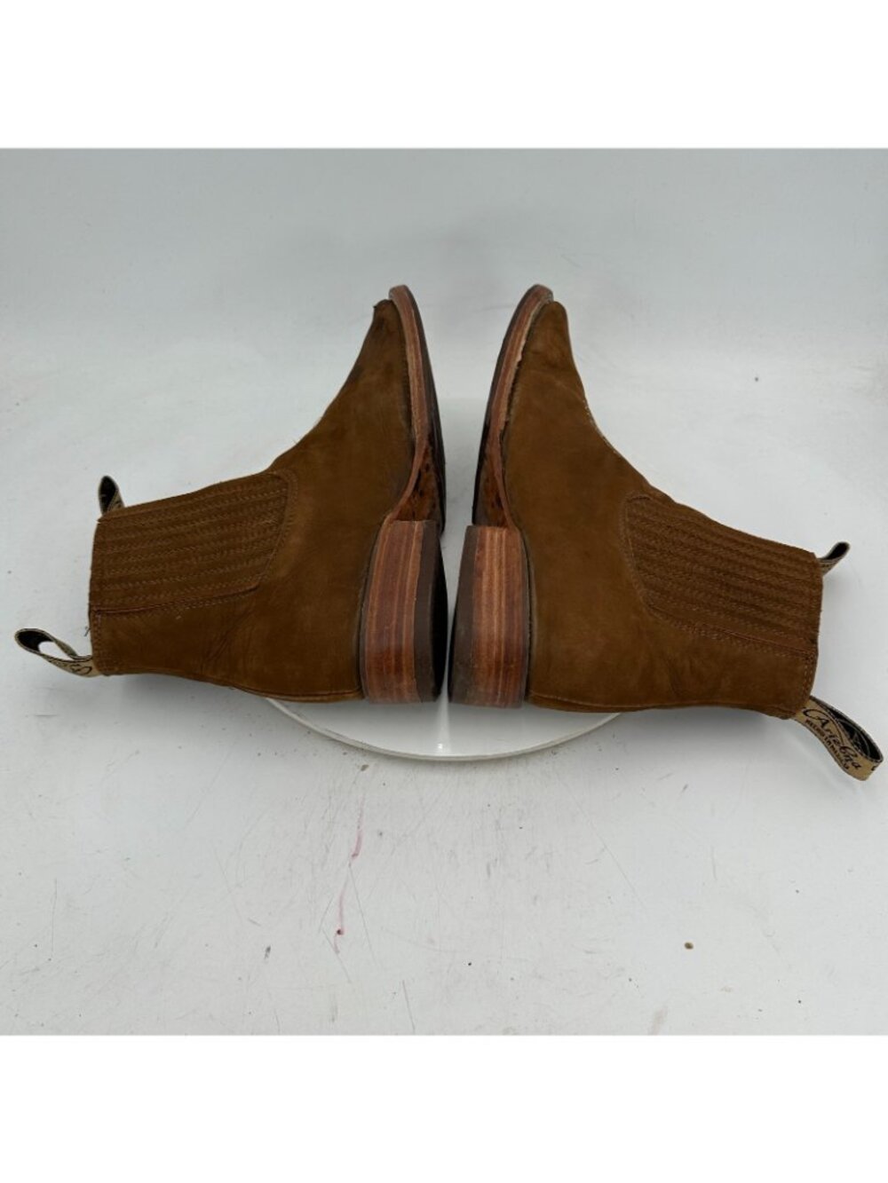 Arizona Men Size 11 Tan Leather Pull On Western Chelsea Ankle Boot - Picture 6 of 13